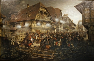 Massacre des cuirassiers dans le village de Morsbronn lors de la bataille de Reishshoffen (E. Detaille domaine public)